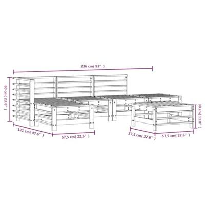6-delige Loungeset massief grenenhout