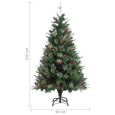 VidaXL Kerstboom met dennenappels 150 cm pvc en pe groen
