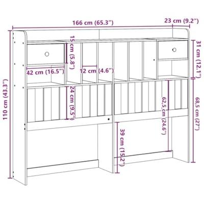 Hoofdbord met opbergruimte 75 cm massief grenenhout wit Hoofdbord met opbergruimte 75 cm massief grenenhout wit