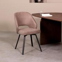LABEL51 Eetkamerstoel Lewis - Taupe - - Zwart Metalen Frame - thumbnail