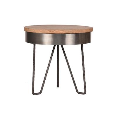 LABEL51 Bijzettafel Saran - Grijs - Mangohout - 44 cm - Rond