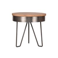 LABEL51 Bijzettafel Saran - Grijs - Mangohout - 44 cm - Rond - thumbnail