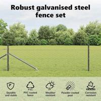 VidaXL Afrasteringspaal grijs 25 x 0,4 m (50 mm gaas) staal en pvc - thumbnail