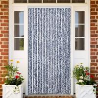 VidaXL Vliegengordijn 100x230 cm chenille blauw en wit - thumbnail