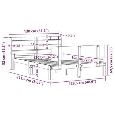Bedframe met hoofdbord massief grenenhout 120x190 cm