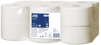 Toiletpapier Tork T2 Universal jumbo klein 1-laags 240m wit 110163