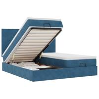 Ottoman bed met matrassen 180x200cm fluweel donkerblauw - thumbnail