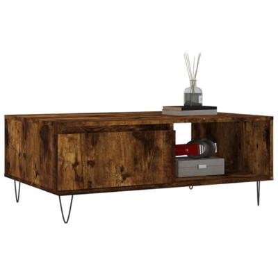 Salontafel 90x60x35 cm bewerkt hout gerookt eikenkleurig