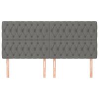 Hoofdborden 4 st 100x7x78/88 cm stof donkergrijs - thumbnail