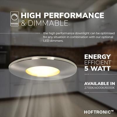 Set van 6 Vegas - LED Inbouwspots - 5 Watt 400 lumen - 4000K Neutraal wit - GU10 - Dimbaar - Rond - IP44 voor badkamer, buiten en binnen - RVS - thumbnail