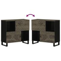 Dressoir 80x33x75 cm massief mangohout zwart - thumbnail