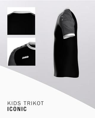 JAKO 4224K Shirt Iconic Km Kids - Zwart/Antraciet - 152