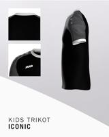 JAKO 4224K Shirt Iconic Km Kids - Zwart/Antraciet - 152 - thumbnail