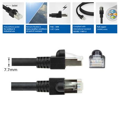 ACT Zwart 15 meter S/FTP CAT7 PUR flex patchkabel snagless met RJ45 connectoren (CAT6A compliant) - thumbnail