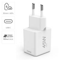 Hama Fast Charger USB-C PD/QC/GaN Super-Mini Charger 45 W Oplader Wit - thumbnail