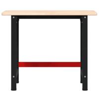 Werkbank rechthoekig 100x60x81,5 cm massief eikenhout - thumbnail