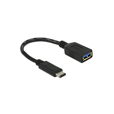 DeLOCK superspeed usb-c 3.1, gen 1 male > usb-a female adapter (zwart, 0,15 meter)