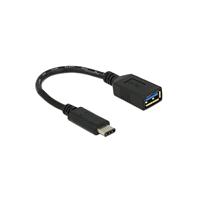DeLOCK superspeed usb-c 3.1, gen 1 male > usb-a female adapter (zwart, 0,15 meter) - thumbnail
