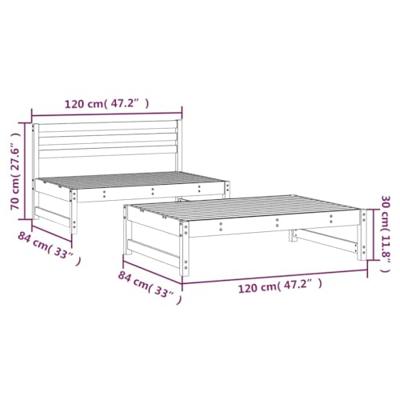 2-delige Loungeset massief grenenhout wit