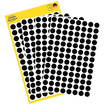 Avery Ronde etiketten diameter 8 mm, zwart, 416 stuks
