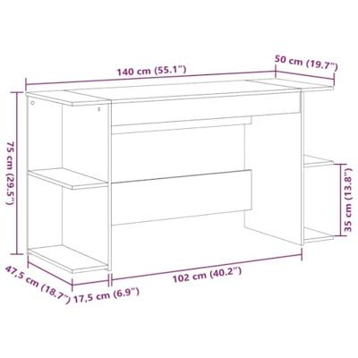 Bureau 140x50x75 cm bewerkt hout grijs sonoma eikenkleurig - thumbnail