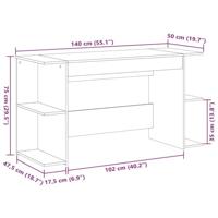 Bureau 140x50x75 cm bewerkt hout wit - thumbnail