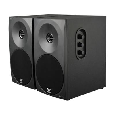 Woxter Dynamic Line 410 stereo luidspreker 2.0, zelfversterkend, met 150 W vermogen, hout, 4 inch woofers, 2 tweeters, 3,5 mm, RCA, volumeregeling, hoge tonen, bas, zwart