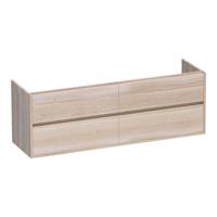 Brauer Adore - Onderkast - 160 cm - met 4 Softclose Lades Greeploos en 2 Sifon Uitsparingen - Lamellen Eiken Wit - thumbnail