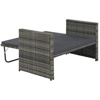 2-delige Loungeset met kussens poly rattan grijs - thumbnail