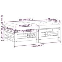 Tuinvoetenbanken en kussens 2 st massief grenenhout honingbruin - thumbnail