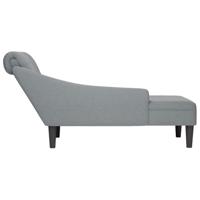 Chaise longue met kussen en rechterarmleuning stof lichtgrijs - thumbnail