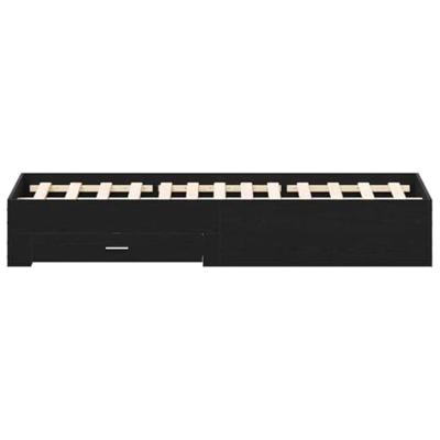 Bedframe met lades Zwart eiken 140 x 190 cm Bewerkt hout