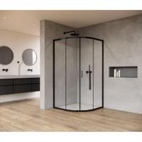 Saniclass Casus Douchecabine - 100x100x200cm - kwartrond - helder glas - profiel - mat zwart SAO2142-MB100x100 - thumbnail