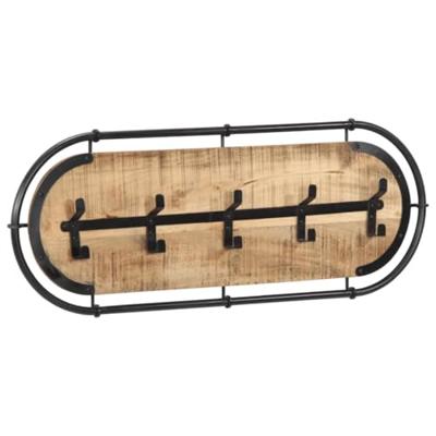 Wandkapstok met 5 haken massief ruw mangohout