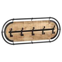 Wandkapstok met 5 haken massief ruw mangohout - thumbnail