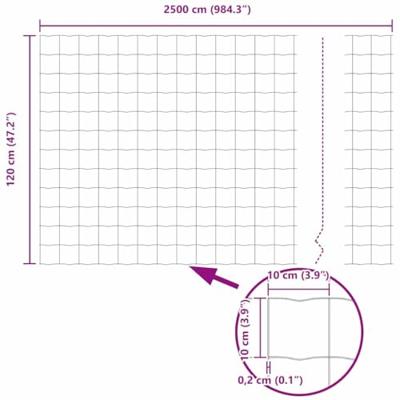 VidaXL Euro hek 1,2 x 25 m pvc-gecoat ijzer