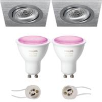 Philips Hue LED Spot Set GU10 - Kantelbaar Vierkant 92mm - Mat Zilver - thumbnail