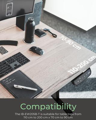 ICY BOX Zit-sta-bureauframe Elektrisch in hoogte verstelbaar Hoogte: 620 tot 1280 mm (b x d) 1047 mm x 300 mm Zwart IB-EW206B-T 60867