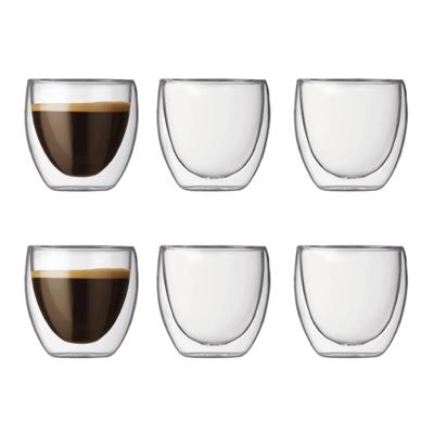 Bodum Dubbelwandige espressoglazen Pavina - gepatenteerd ventiel - 80 ml - 6 stuks
