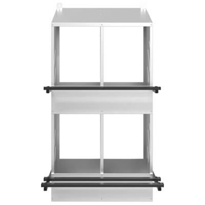 Kippennestkast met 4 vakken gegalvaniseerd metaal zilverkleurig