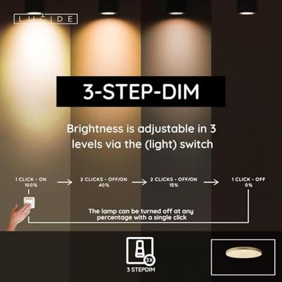 Lucide UNAR - Plafonnière - Ø 80 cm - LED 3 StepDim - 1x80W 2700K - Mat Goud / Messing