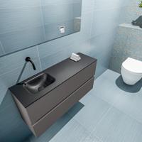 MONDIAZ ADA 100cm toiletmeubel dark grey. LEX wastafel urban links zonder kraangat - thumbnail