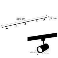 QAZQA Modern railsysteem met 5 spots zwart 1-fase - Iconic Jeana - thumbnail