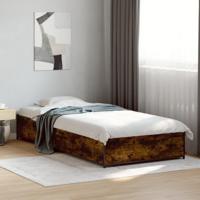 Bedframe bewerkt hout en metaal gerookt eikenkleurig 90x190 cm - thumbnail