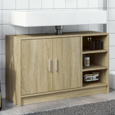 Wastafelkast 90x29x55 cm bewerkt hout sonoma eikenkleurig Wastafelkast 90x29x55 cm bewerkt hout sonoma eikenkleurig