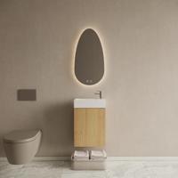 Toiletmeubel Set Gliss Design Riga Artisan Eiken Fontein Glans Wit - thumbnail