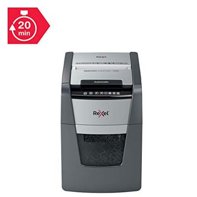 Rexel Optimum AutoFeed+ 100X Papierversnipperaar 100 vellen Micro cut 4 x 28 mm P-4 34 l Ook geschikt voor Paperclips, Nietjes, Creditcards