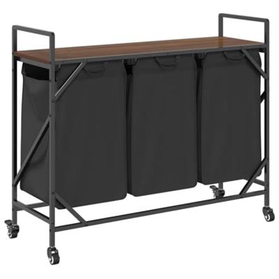 Wasmand 3 vakken met planken bruin eikenkleurig Wasmand 3 vakken met planken bruin eikenkleurig