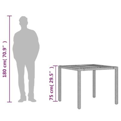 Tuintafel met acaciahouten blad 90x90x75 cm poly rattan zwart
