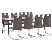 vidaXL 9-delige Eethoek kunstleer bruin - thumbnail